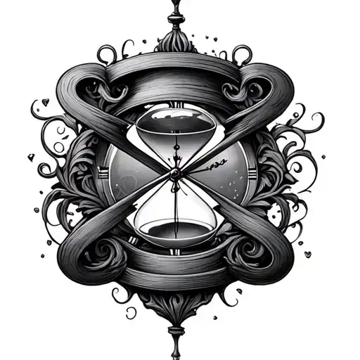 Infinity Sign Hourglass With A Clock Surrounded