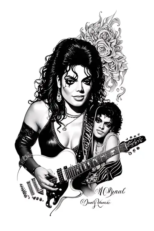 Music Sleeve Tattoo Featuring Madonna And Michael Jackson