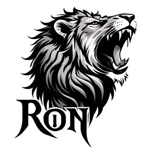 The Name Ron With A Lion Roaring