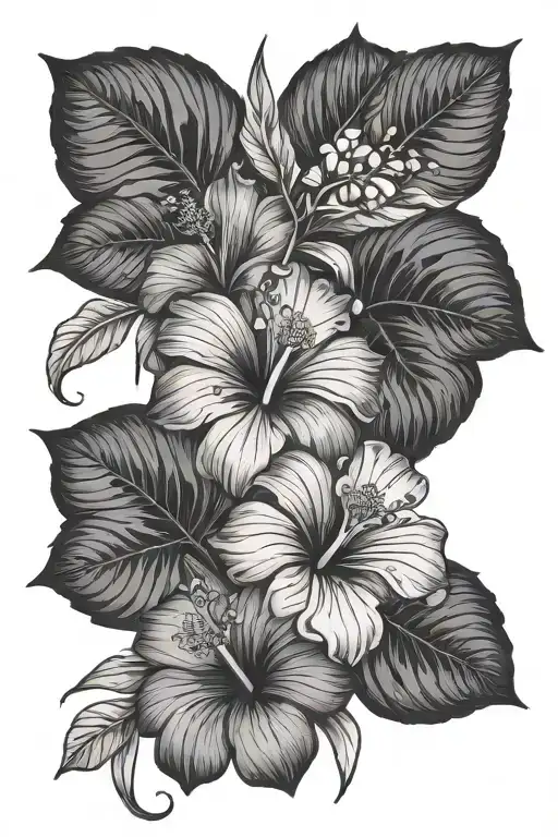 Leaf Lines Into Hibiscus Flowers