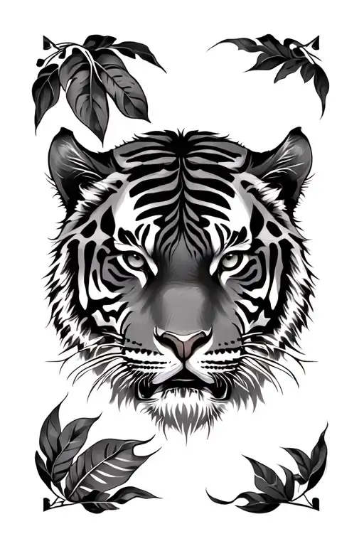 Wild Tiger And Life Tattoo Design Featuring