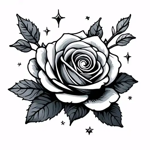 Winkle Shell With Rose And Stars Shining