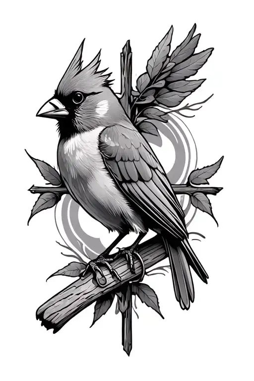 Cross With Cardinal Perched