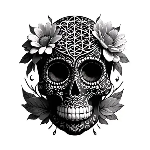 Flower Of Life Sugar Skull