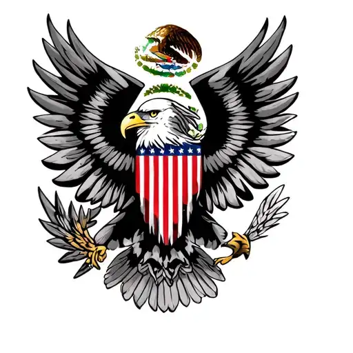 Bundesadler With American Eagle And Mexican Eagle Design