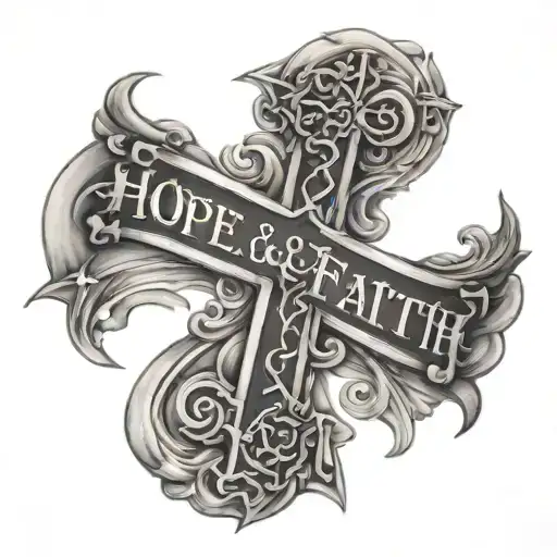 Hope And Faith Tattoo With Cross