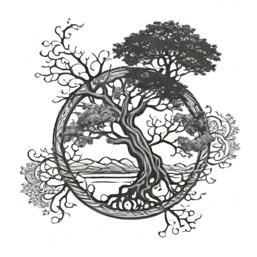 Tree Of Life Intertwined Balance Good And Bad Duality