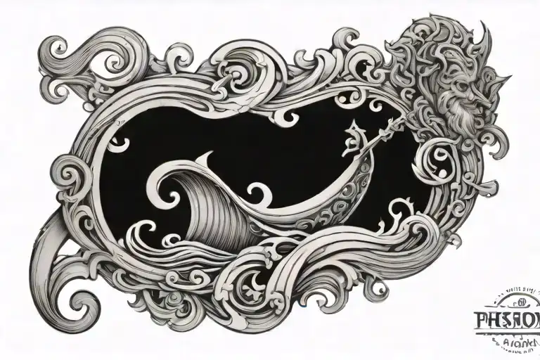 Poseidon Trident With Water Waves