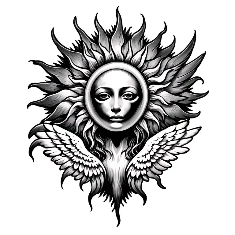 Sun With Wings Below No Face