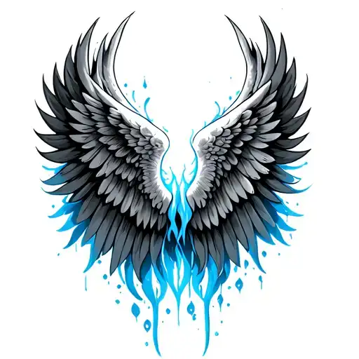 Simple Angel Wing Spread With Blue Shade