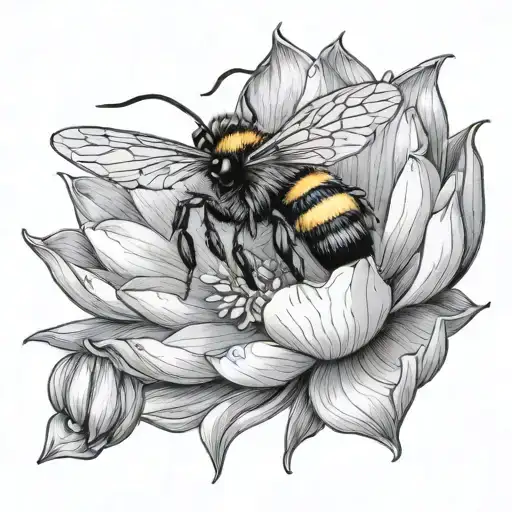 Cute Bumble Bee On A Lotus Flower