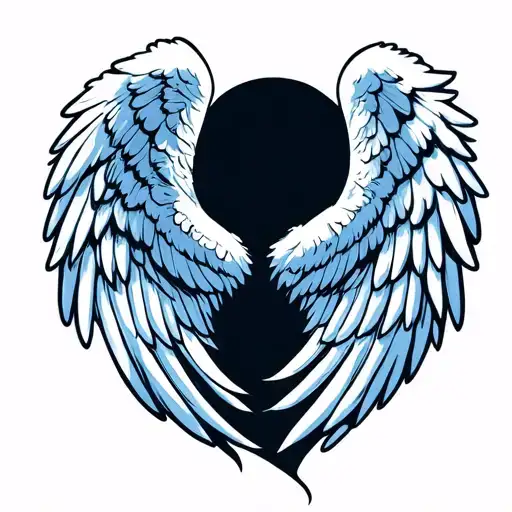Minimalist Angel Wing Spread With Blue Shade