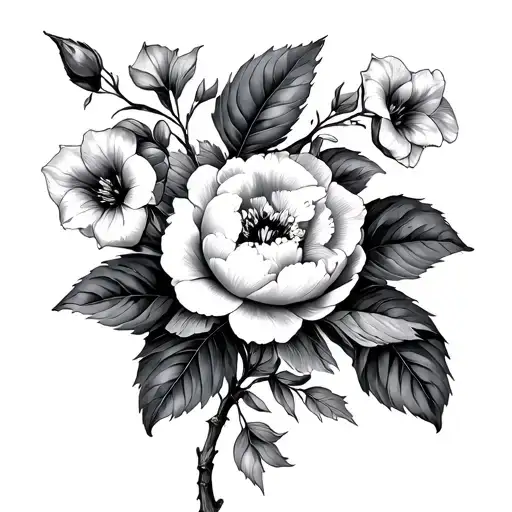 Peony And Morning Glory Vine