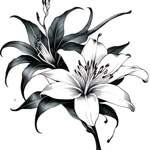 Spider Lily Hand Sleve Tattoo With Similar Japanese Design