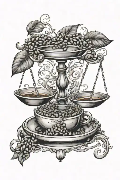 A Legal Scale Intertwined With Coffee Beans And Musical Notes