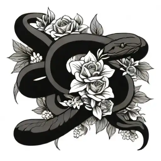 Snake And Flowers Intertwined