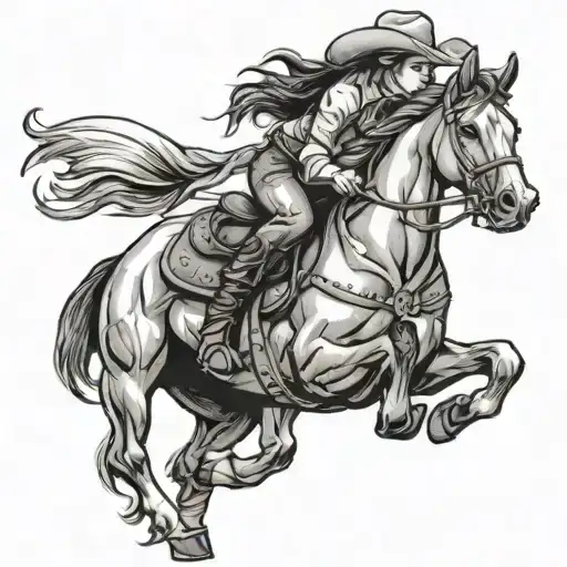 Chubby Cowgirl Riding A Horse