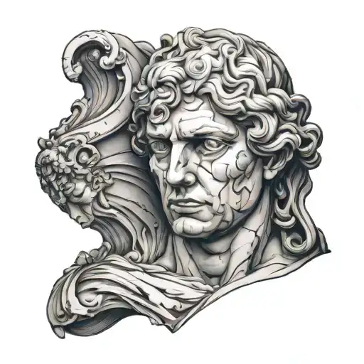 Broken Marble Bust Sculpture