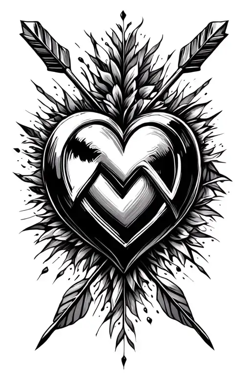 Peace And Love Heart With Arrow Intertwined