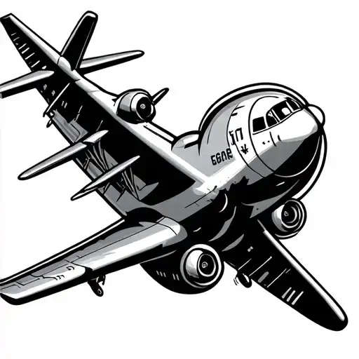 Airplane And Heart Tattoo Design