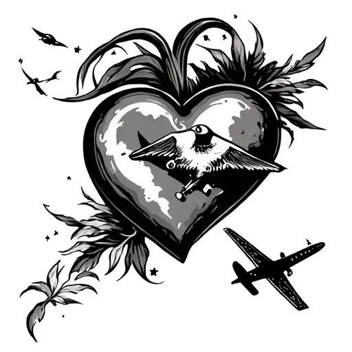 Heart With Airplane Soaring