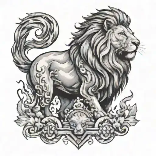 Fire Breathing Lion And Sheep Half Chest