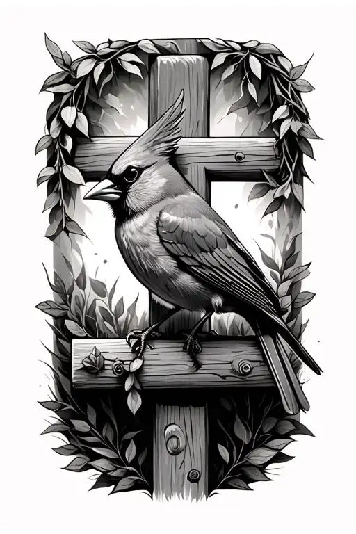 Cardinal Bird Sitting On A Cross