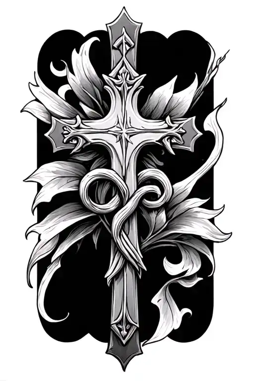 Cross Tattoo With A Cardnial