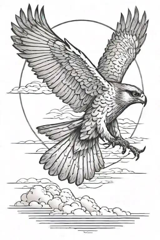 Sun Rise And Falcon Soaring