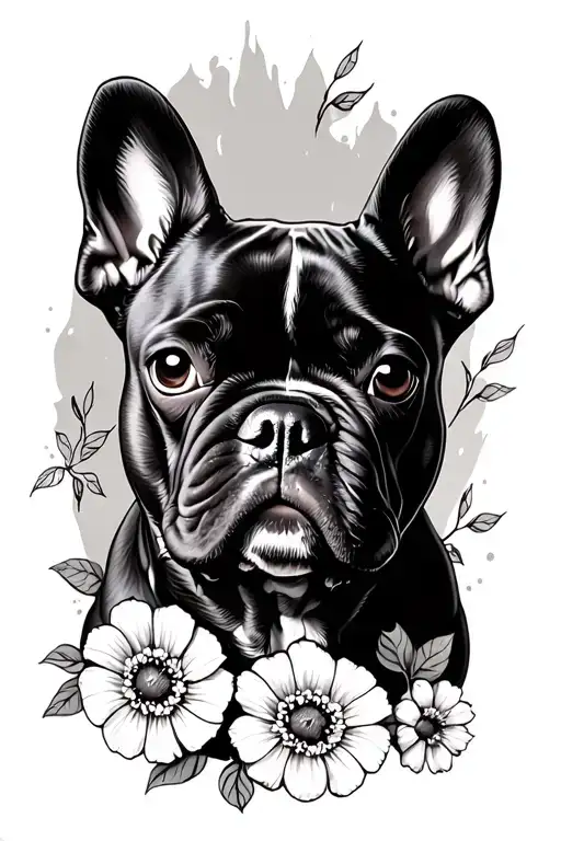 French Bulldog With Flowers For Men Face