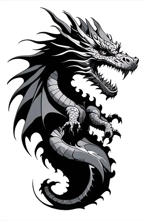 Line Dragon With Details