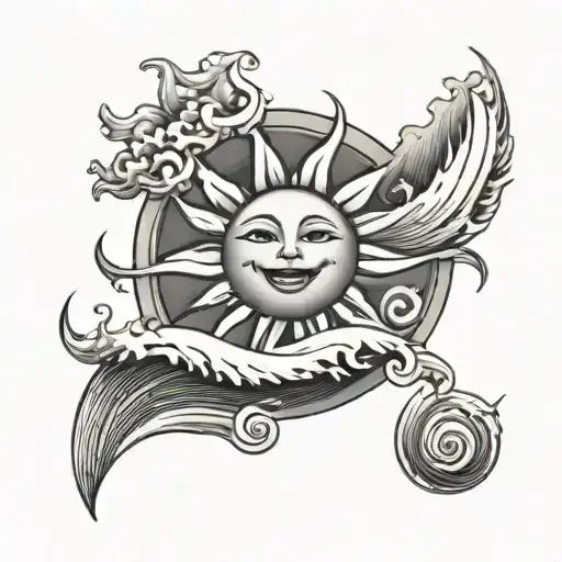 Happy Sun And Strong Wave