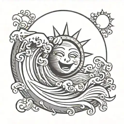 Happy Sun And Strong Wave