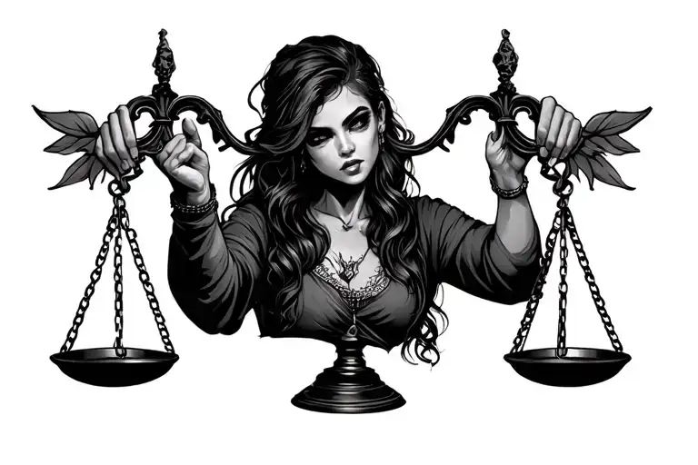 Blind Justice Scales Gangster Girl Holding