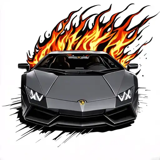 Lamborghini With Fire Logo