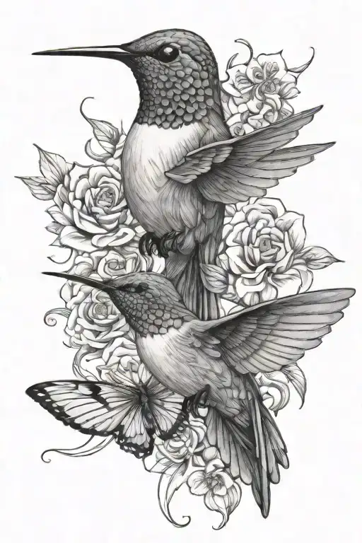 Hummingbird And Butterfly