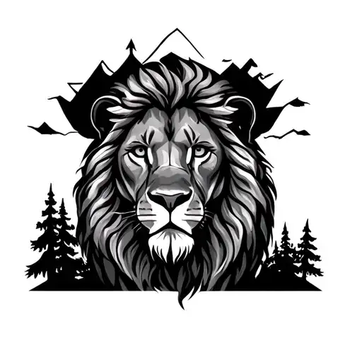 Lion Judah Down With Mountain Range