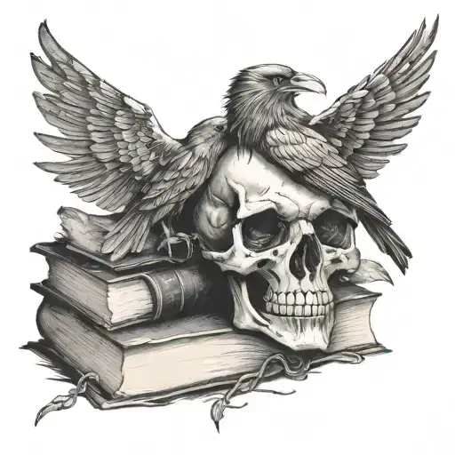 Skull And Raven On Books