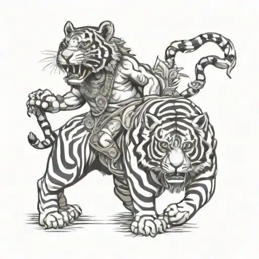 Hindu God Riding A Tiger