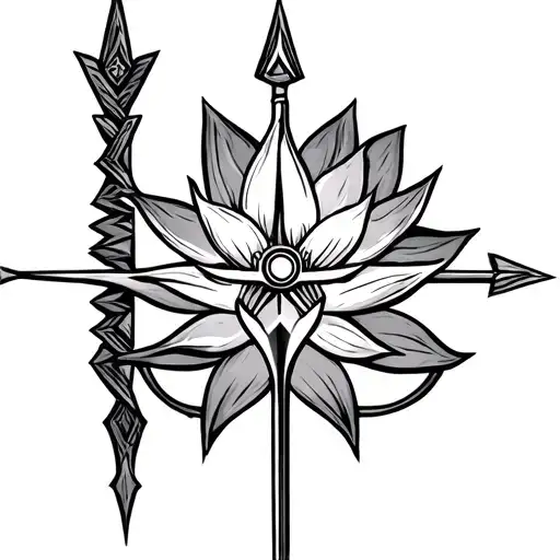 Masculine Lotus Turning Into An Arrow With Viking Compass In Background