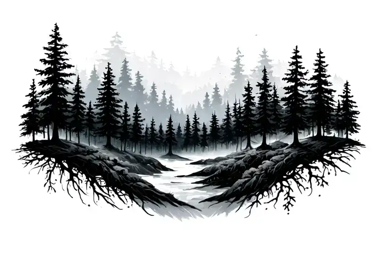 Black Band With Forest Growing