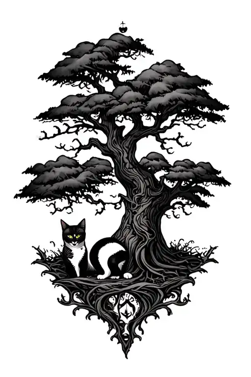 Cat And Spooky Tree