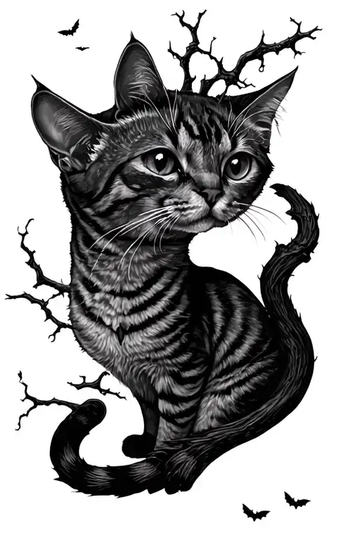 Cat And Spooky Tree