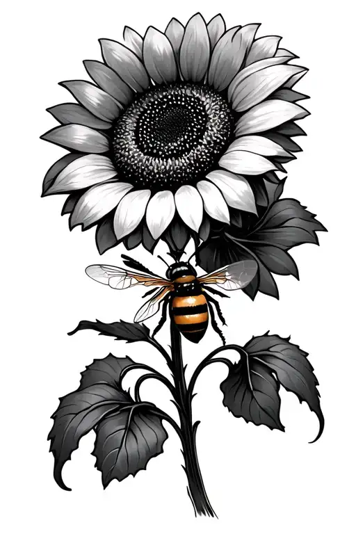 Sunflower And Bee