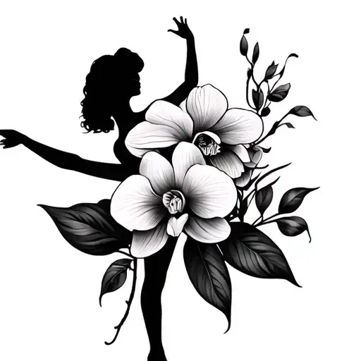 A Dancer With An Orchid Peony Flower