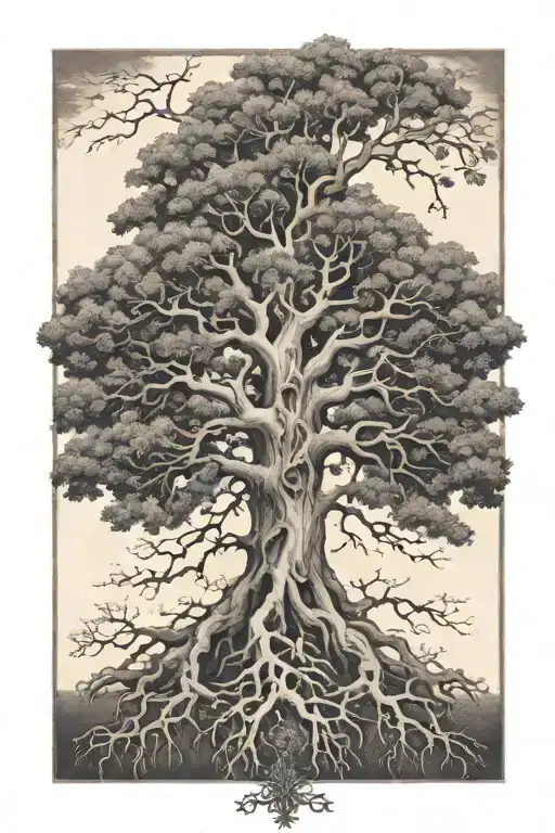 Oak Tree With Roots Spelling Yhwh