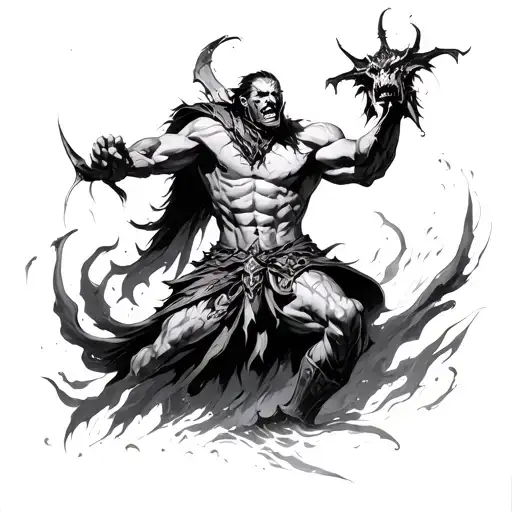 Warrior Killing Demons With His Bare Hands