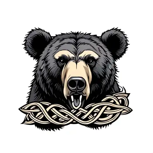 Celtic Knot Half Sleeve With Bear For Men