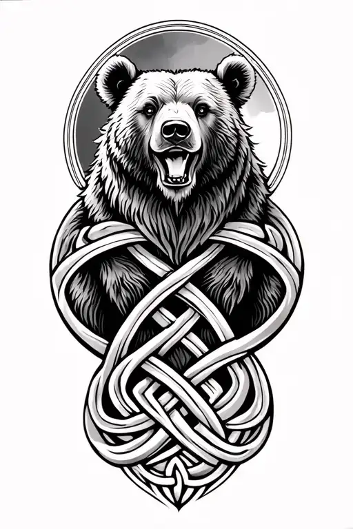 Celtic Knot Half Sleeve With Bear For Men