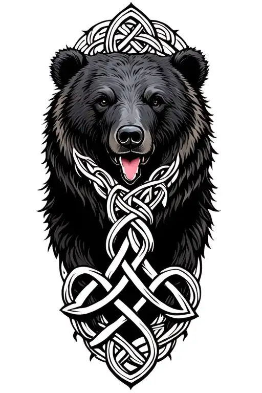 Celtic Knot Half Sleeve With Bear For Men Larger